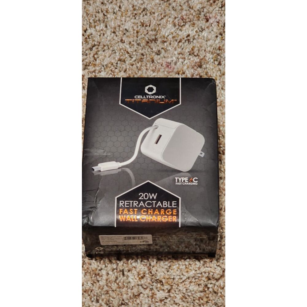 Celltronix Titanium 20W Retractable Fast Charge Wall Charger with a Type-C...
